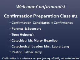 Welcome Confirmands!