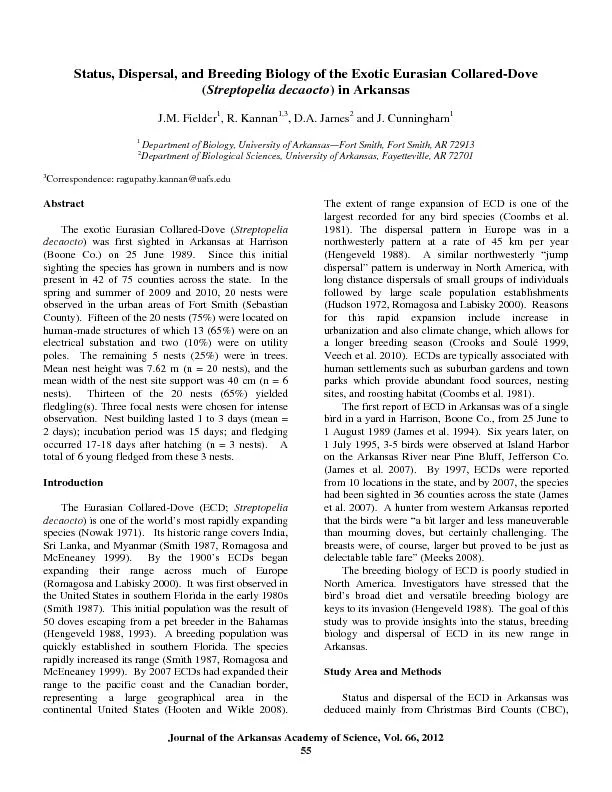 JournaloftheArkansasAcademyofScience,Vol.66,2012