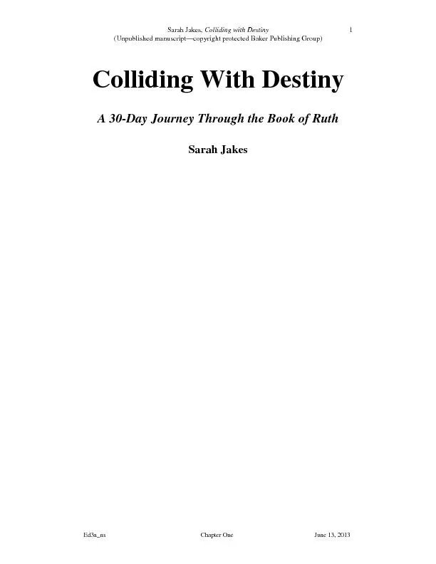 Sarah Jakes, Colliding with Destiny (Unpublished manuscript