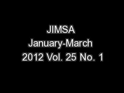 JIMSA January-March 2012 Vol. 25 No. 1