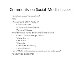 Comments on Social Media Issues