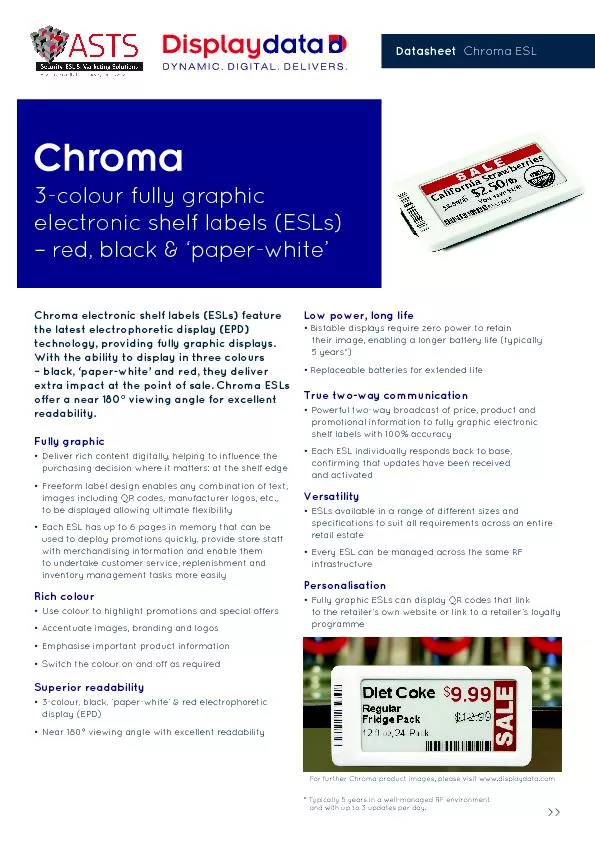 Chroma electronic shelf labels (ESLs) feature the latest electrophoret