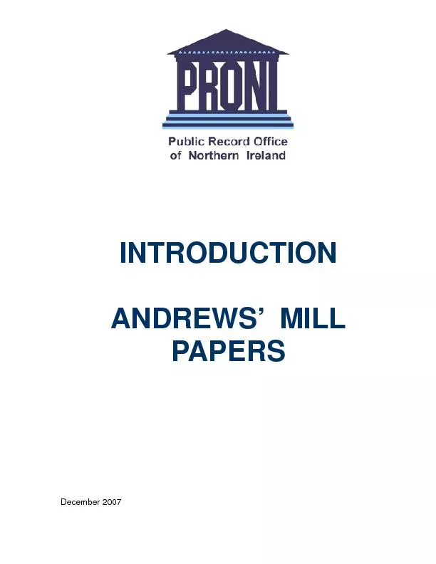 ANDREWS’  MILL PAPERS