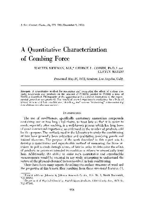 J. Soc. Cosmet. Chem., 24, 773-782 (December 9, 1973) A Quantitative C