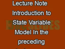 Digital Control Module  Lecture  Module  Discrete State Space Models Lecture Note   Introduction