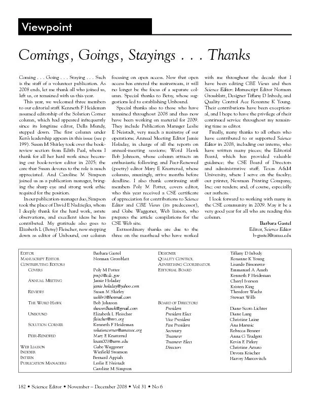 182 • science editor • November – December 2008 &