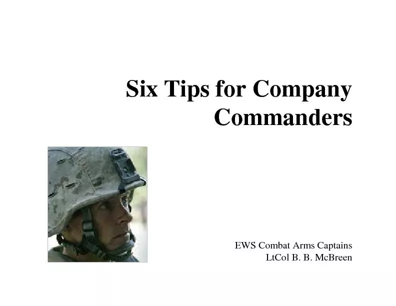 Six Tips for CompanyCommanders
