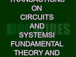 IEEE TRANSACTIONS ON CIRCUITS AND SYSTEMSI FUNDAMENTAL THEORY AND APPLICATIONS VOL