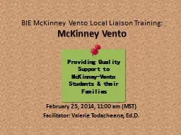 BIE McKinney Vento Local Liaison Training: