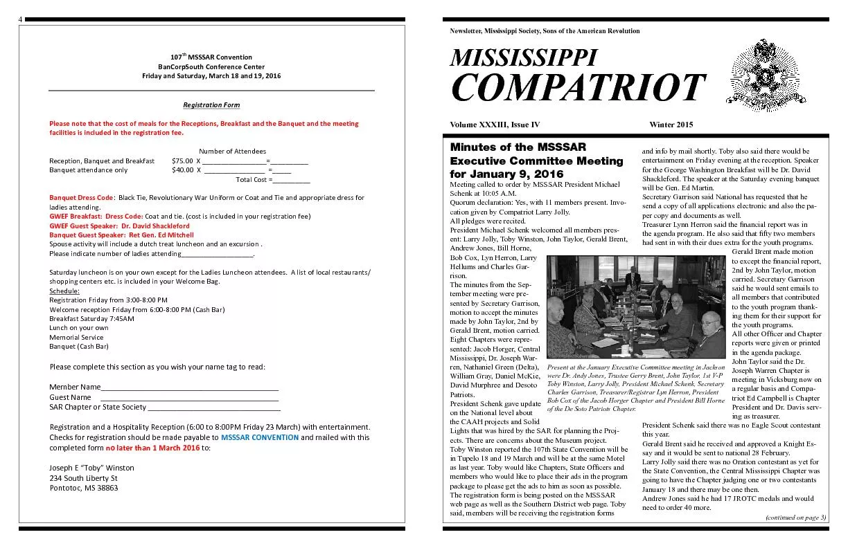 Newsletter, Mississippi Society, Sons of the American Revolution
...
