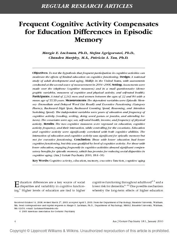 FrequentCognitiveActivityCompensatesforEducationDifferencesinEpisodicM