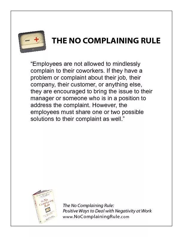 THE NO COMPLAINING RULE