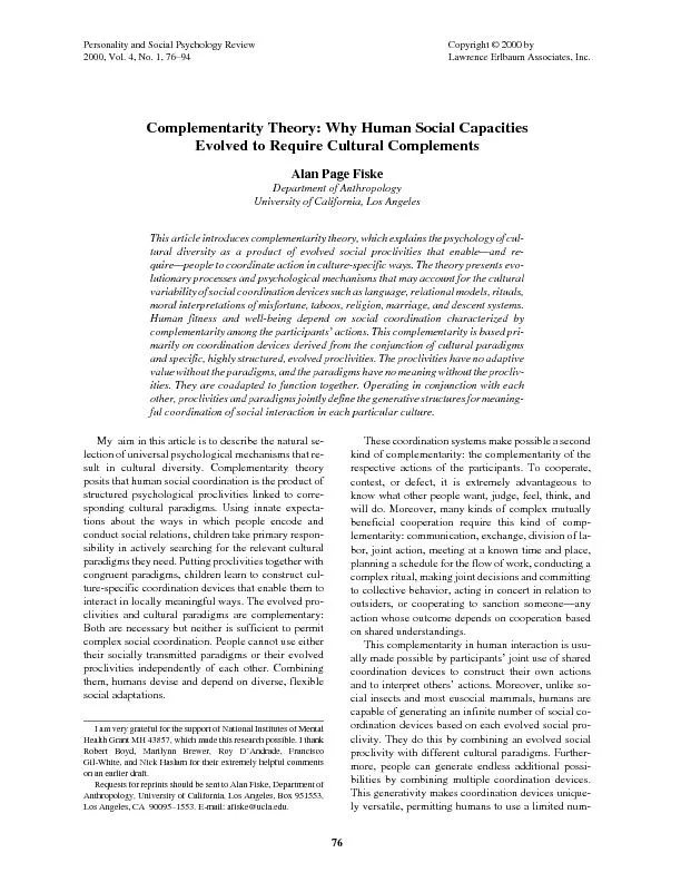 Thisarticleintroducescomplementaritytheory,whichexplainsthepsychologyo