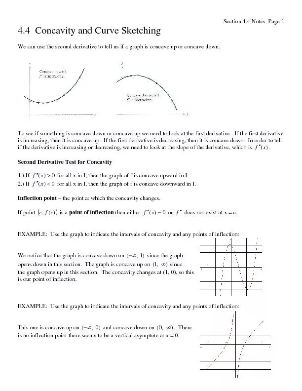 Section 4.4 Notes  Page 1 4.4  Concavity and Curve Sketching  We can u