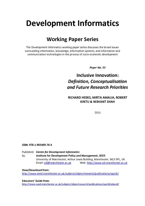 Development InformaticsWorking Paper SeriesThe Development Informatics