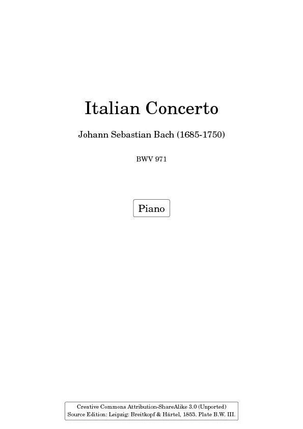 Italian ConcertoJohann Sebastian Bach (1685-1750)BWV 971