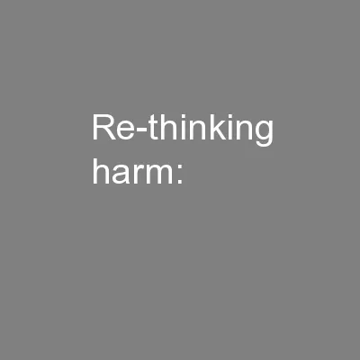 Re-thinking harm: