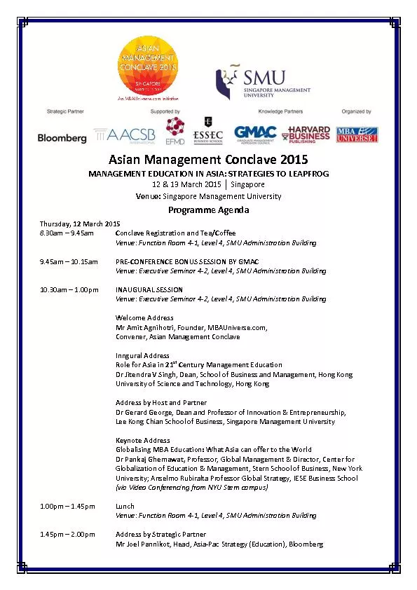 Asian Management Conclave 2015