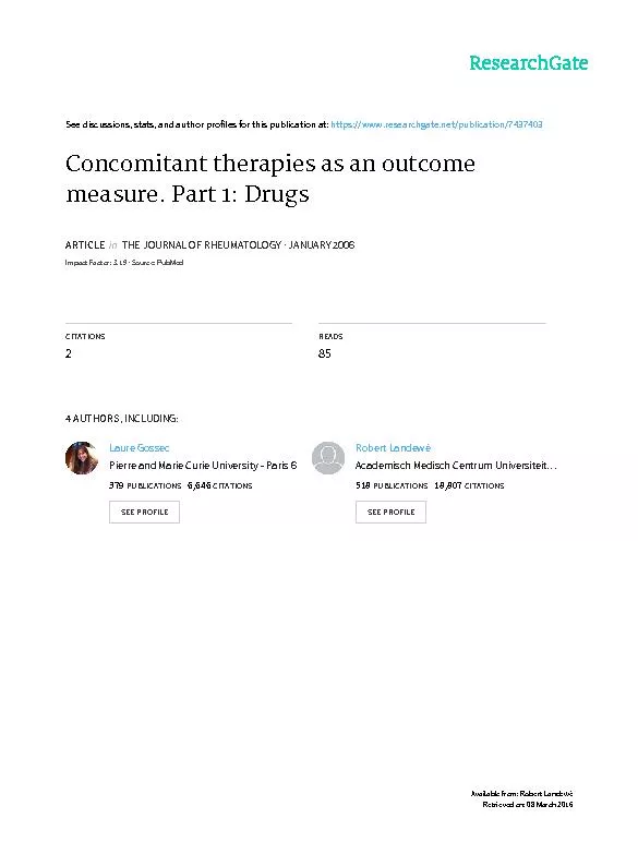 Gossec, et al: Concomitant therapies: drugs