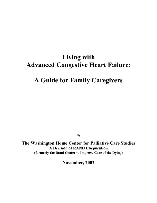 Living with Advanced Congestive Heart Failure: A Guide for Family Care
