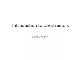 Introduction to Constructors