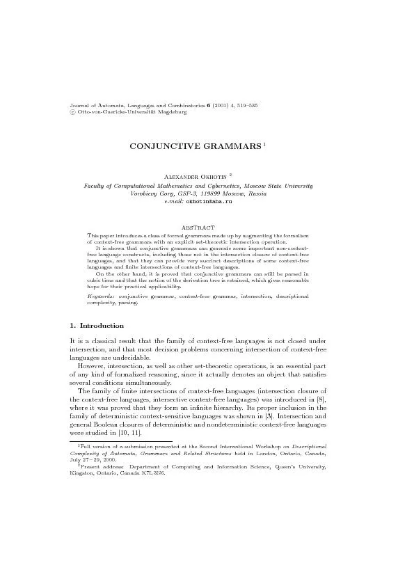 JournalofAutomata,LanguagesandCombinatorics6(2001)4,519{535c\rOtto-von
