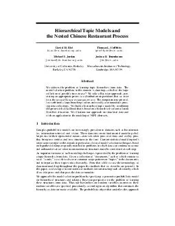 Hierarchical Topic Models and the Nested Chinese Restaurant Process David M