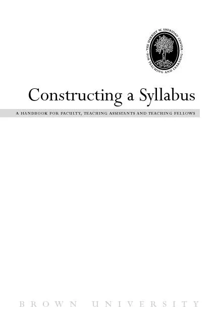 Constructing a Syllabus
