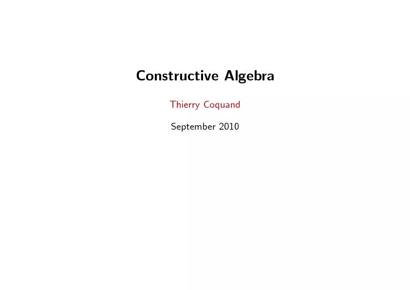 ConstructiveAlgebraThiscourseAnintroductiontoconstructivealgebra,asdev