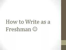 How to Write as a Freshman
