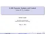 Dynamic Systems and Contr ol Lecture  Synthesis Emilio razzoli Aeronautics and str onautics