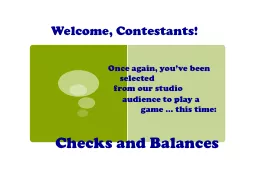 Welcome, Contestants!