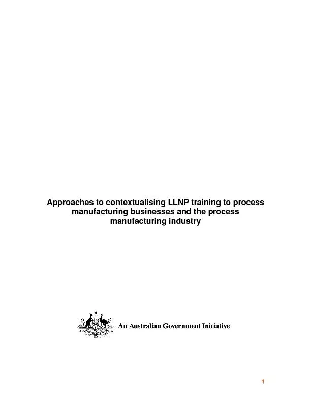Approaches to contextualising LLNP training to process manufacturing b