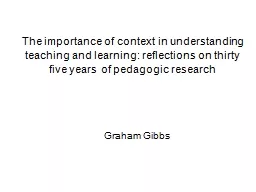 The importance of context in understanding teaching and lea
