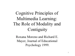 1 Cognitive Principles of Multimedia Learning: