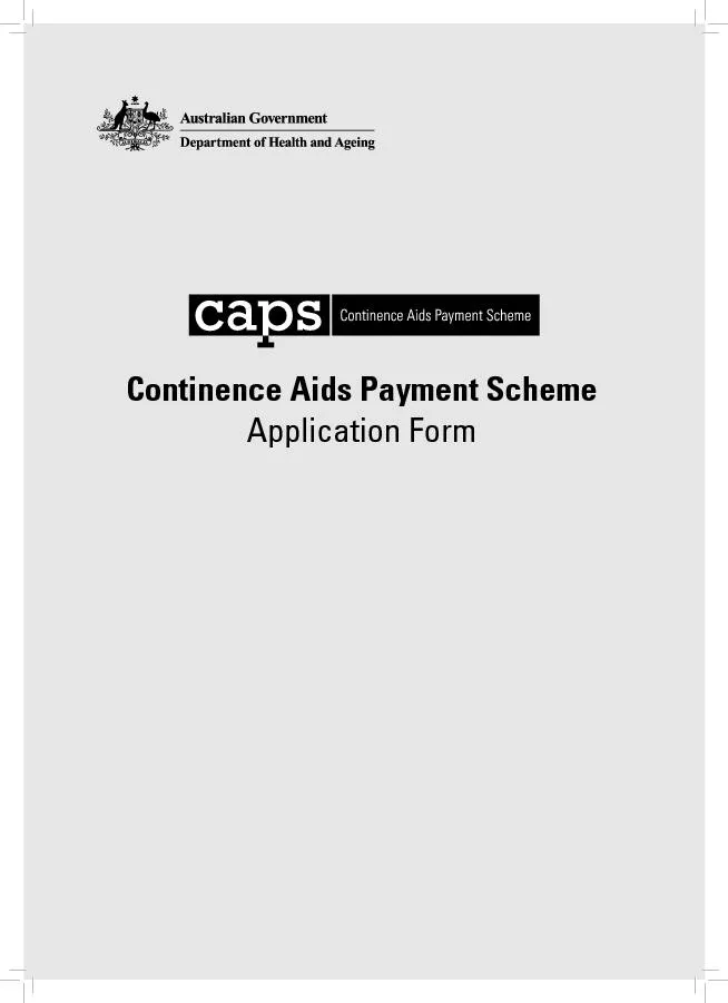 Continence Aids Payment Scheme Application Form