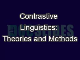 Contrastive Linguistics: Theories and Methods