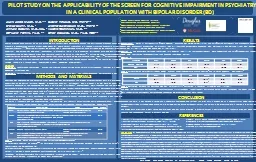 PILOT STUDY ON THE APPLICABILITY OF THE SCREEN FOR COGNITIV