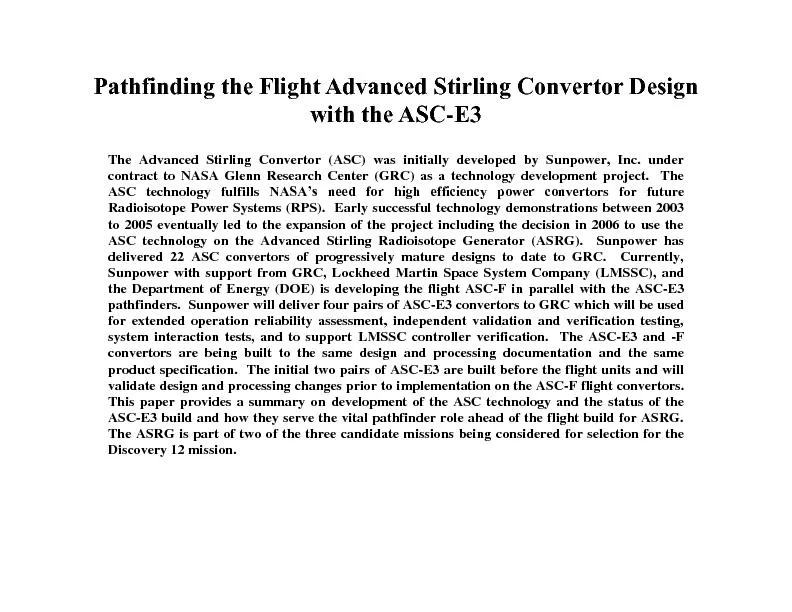 Pathfinding the Flight Advanced Stirling Convertor Design