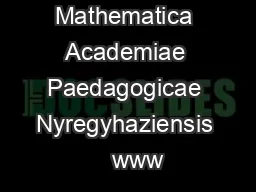 Acta Mathematica Academiae Paedagogicae Nyregyhaziensis    www