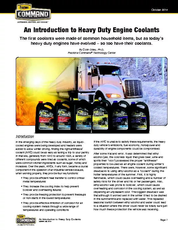 An Introduction to Heavy Duty Coolants