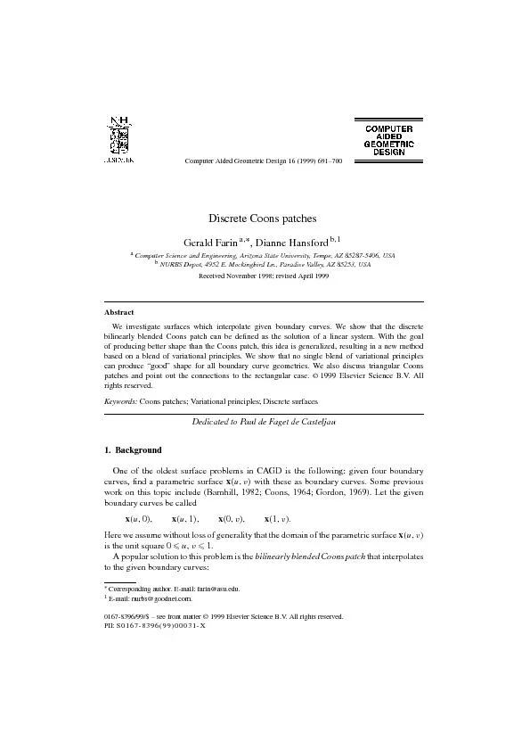 ComputerAidedGeometricDesign16(1999)691–700