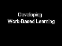 Developing Work-Based Learning