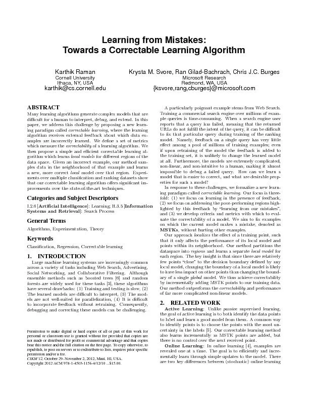 andcorrectablelearning:(1)onlinelearningtypicallyas-sumesthatpointscom