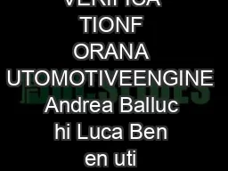 IDLESPEEDCONTR OLDESIGNAND VERIFICA TIONF ORANA UTOMOTIVEENGINE Andrea Balluc hi Luca