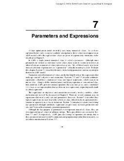 Parameters and Expressions A large optimization model invariably uses many numerical values