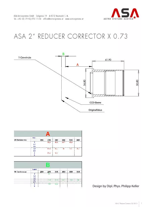 ASA 2“ Reducer Corrector. 02/2013