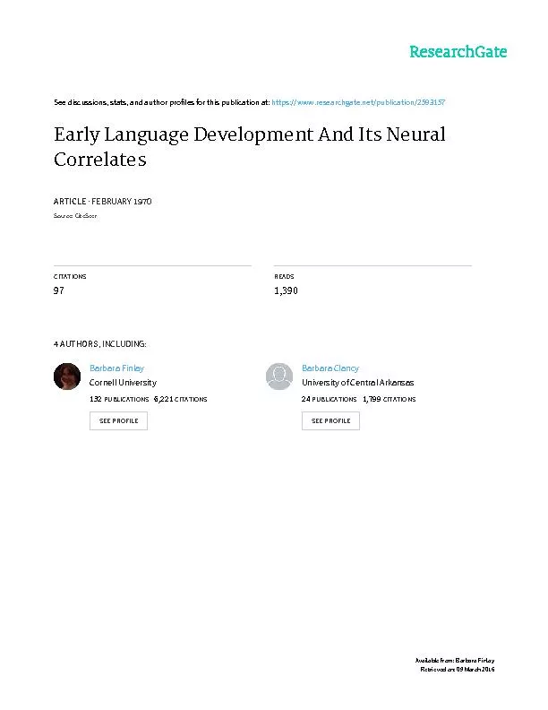 EARLY LANGUAGE DEVELOPMENT AND ITS NEURAL