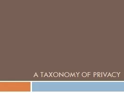 A Taxonomy of privacy