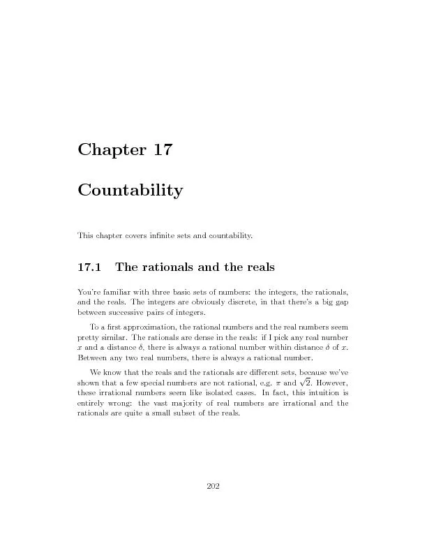 Chapter17CountabilityThischaptercoversinnitesetsandcountability.17.1T